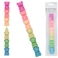 Merangue - Surligneurs Empilables à Pointe Biseautée Ours Gommeux - Couleurs Assorties-Les couleurs assorties incluent le rose, l'orange, le jaune, le vert et le bleu