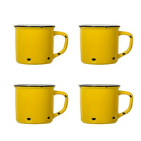 CTG Brands – Ensemble de tasses en céramique d'allure émail, jaune, paq./4-Emballage : ensemble de 4 tasses