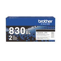 Brother - authentique TN830XL2PK cartouches de toner noir à haut rendement, paquet de 2-Offrant un rendement fiable et constant le toner authentique Brother produit des impressions laser monochromes nettes, bien définies et sans bavure