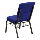 Flash Furniture – Chaise d’église Hercules de 18,5 po de large, compartiment de 4,25 po d’épaisseur, marine, structure dorée-Pochette à dossier pour le rangement de livres