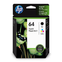 HP - Cartouche d'encre d'origine tricolore et noir 64, paq./2 (X4D92AN#140)-Noir, tricolore