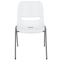 Flash Furniture - Chaise coquille ergonomique et empilable de la série HERCULES, couleur blanc avec cadre gris-Ensemble de 5 chaises empilables polyvalentes