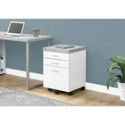 Monarch Specialties - 7051 Classeur 3 Tiroirs - Blanc/Simili-Ciment-25,25 haut. x 18,25 lar. x 17,75 prof. (po)