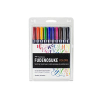 Tombow - Stylo pinceau Fudenosuke pour calligraphie, couleurs variées, paq./10-L'encre pigmentée à base d'eau offre des couleurs riches et vibrantes qui ne traversent pas la plupart des papiers