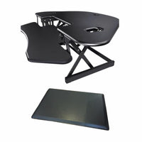 Rocelco - Rehausseur de bureau d'angle réglable assis/debout de 46 po avec tapis anti-fatigue - Noir-Aucun assemblage requis pour le CADR