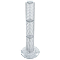 Azar Displays – Présentoir rotatif de comptoir à panneaux perforés 4 côtés, 36 x 4 x 4 po, Transparent translucide (700223-CLR)-Quatre panneaux perforés s’emboîtent et base rotative en plastique transparent de 14 1/2 pouces de diamètre