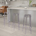 Tabouret de bar transparent de 29,75 po (FH-118-APC2-GG)-Conception sans dossier