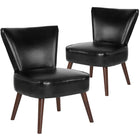 Flash Furniture - Chaise rétro de la série HERCULES Holloway en cuir LeatherSoft noir-Style du milieu du siècle