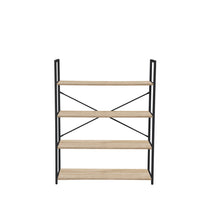 Simply 4-Tier Bookcase - Noir-Cadre en métal avec étagères en grain de bois