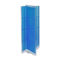 Azar Displays – Présentoir à panneaux perforés sur 4 côtés de 16 L x 60 H (po) avec base rotative, bleu translucide (700420-BLU)-Comprend quatre panneaux et une bande porte-affiche en acrylique et repose sur une base rotative de 20 po
