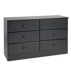 Prepac – Commode à 6 tiroirs Astrid, noir-Dimensions une fois l’item assemblé : 47,25 larg. x 28,25 haut. x 16 prof. (po)