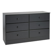 Prepac – Commode à 6 tiroirs Astrid, noir-Dimensions une fois l’item assemblé : 47,25 larg. x 28,25 haut. x 16 prof. (po)