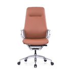 DecentLiving - Chaise de bureau à dossier pleine hauteur - Marron-Chaise de bureau en cuir véritable haut de gamme