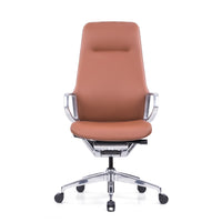 DecentLiving - Chaise de bureau à dossier pleine hauteur - Marron-Chaise de bureau en cuir véritable haut de gamme