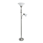 Lampe de sol mère-fille aux motifs élégants 2 Light avec verre marbré blanc, nickel brossé-Lampe de sol mère-fille aux motifs 2 Light avec verre