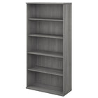 Bibliothèque 72.8 haut. (po) à 5 tablettes Studio C de Mobilier d’entreprise Bush - gris platine (SCB136PG)-Trois tablettes ajustables permettent une certaine flexibilité et deux tablettes fixes ajoutent de la stabilité