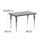 Flash Furniture – Table d’activités rectangulaire, surface stratifiée de 30 x 48 (po) et pattes standards ajustables, gris-Bordure noire