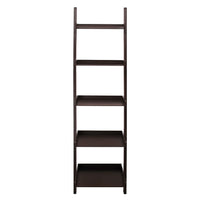 Kiera Grace – Étagère inclinée à 5 tablettes Hadfield, 67 x 18 po, espresso (FN43648-1)-Mesure globale: l'étagère de l'échelle mesure 13,5 "L x 18,3" L x 65,7 "H dans les dimensions vous permettant de créer un stockage maximal tout en ne prenant pas trop de largeur dans votre espace
