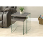 Monarch Specialties - 3053 Tables Gigognes - Ens. 2Pcs/Taupe Fonce/Verre Trempe - Paquet de 2-Grande surface de couleur bois vieilli taupe foncé idéal pour y placer vos objets décoratifs