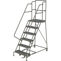 Tri-Arc Manufacturing – Escabeau roulant avec marche supérieure profonde; 60 po haut.; 6 marches; 16 po larg. (KDSR106162-D2)-Nombre de marches : 6