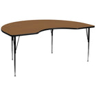 Flash Furniture – Table d’activités haricot à surface thermofusionnée, 48 x 96 po, pattes standards à hauteur réglable, chêne-Stratifié fini chêne