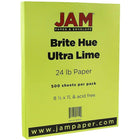 Jam Paper Papier lisse recyclé couleur vive, 8 1/2 x 11 po, vert lime intense, 500/rame-Vert lime