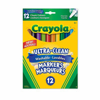 Crayola - Marqueurs lavables - Pointe fine - Paquet de 12-Les marqueurs non toxiques les plus lavables au monde