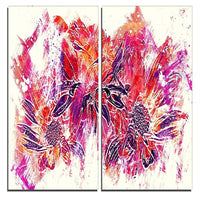 Designart – Art imprimé sur toile, fleurs orange électrique, 40 larg. x 40 haut. (po), 2 panneaux (PT3410-4-40-40)-Impression