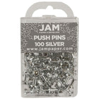 JAM Paper – Punaises, argent brillant, 2 paquets de 100, total de 200 (222419054a)-2 paquets de 100