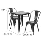 Flash Furniture – Ensemble avec table et 2 chaises empilables, intérieur/extérieur, métal, noir (CH31330230BK)-Pour une utilisation intérieure et extérieure