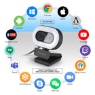 ALURATEK - Webcam 1080p HD avec mise au point automatique de la lumière annulaire et micro-Plage de mise au point: 7 cm à l'infini