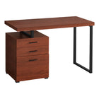 Monarch Specialties - 7641 Bureau 48 po L - Cerise/Metal Noir/Face L/R-Un bureau d'ordinateur moderne de 48 pouces de long dans un style moderne, avec une configuration réversible pour une installation à gauche ou à droite, parfait pour créer un espace de travail fonctionnel dans votre bureau à domicile.