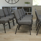 Flash Furniture – Chaise d’église Hercules 21 po larg, siège 3,75 po épais, compartiment pour livre, gris, structure argentée-Mousse ignifuge CA117