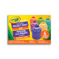 Crayola Peinture de Projet Lavable - 6 Couleurs Assorties-ENSEMBLE DE PEINTURE POUR ENFANTS : Des peintures lavables aux couleurs vibrantes idéale pour réaliser des projets scolaires ou compléter une gamme de fournitures d'art.