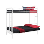 Lit superposé une place/futon - Blanc-Matelas et futon vendus séparément. Épaisseur maximale de 6 po recommandée pour le matelas du haut.