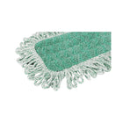 Globe Commercial - Tampon sec en microfibre avec frange de 48 po - Vert - Paquet de 6-Le support avancé à crochets et boucles attache les coussinets plus solidement