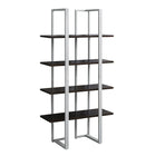 Monarch Specialties - 7239 60 po H Etagere - Espresso/Metal Argent-Tablettes ouvertes, fini en métal, MDF