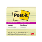 Post-it - Feuillets super collants jaune canari, 4 po x 4 po, lignés, paq./3 blocs, 270 feuilles-Technologie adhésive révolutionnaire pour assurer que vos feuillets collent partout  