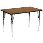 Flash Furniture – Table rectangulaire à surface en stratifié thermocollant de 36 X 72 po, hauteur ajustable standard, chêne-Stratifié chêne