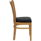 Flash Furniture - Chaise de restaurant de la série HERCULES en bois naturel à dossier à lattes verticales - siège en vinyle noir-Siège rembourré en vinyle noir