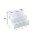 Azar Displays – Présentoir escalier à 3 niveaux pour comptoir, 8,75 x 12 x 8,5 po, transparent, 4/paquet (326043)-Le présentoir de comptoir est doté de trois niveaux empilés qui permettent d’afficher les produits avec facilité