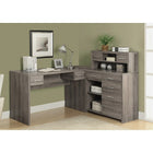 Monarch Specialties - 7318 Bureau - Taupe Fonce De Coin Cote Droit Ou Gauche-La configuration réversible permet d'installer le meuble de rangement à gauche ou à droite avec l'huche pour créer un espace de travail fonctionnel dans un style tendance.