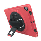 Étui de protection CTA Digital avec béquille rotative pour iPad 10.2" Gen 7 et 8, Air 3 et 10.5" Pro - Rouge-Poignée rotative à 360 degrés avec dragonne confortable et redimensionnable