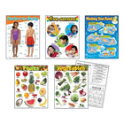 TREND Enterprises, Inc. Ensemble combiné de tableaux d'apprentissage pour une vie saine, paquet de 5-Comprend les tableaux des cinq sens, des fruits, des parties du corps, des légumes et du lavage des mains.