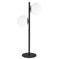 Dainolite - Lampe de table à incandescence contemporaine Folgar, 2 lumières, noir mat avec verre blanc-Superbe design adapté à tous les décors