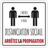Eddie’s Hang-Up Display Ltd. - Décalcomanie Arrêtez la propagation, vinyle, 7,50 po x 7,50 po, français-Distanciation sociale - Arrêtez la propagation