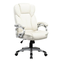 CorLiving LOF-418-O Chaise de bureau de direction Workspace, similicuir blanc-Support lombaire profilé