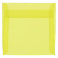JAM Paper Enveloppes translucides, 6,5 x 6,5 po, jaune primaire, 50/paquet-Enveloppes en papier translucide jaune primaire