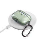 Generak Supply Étui Transparente Anti Choc pour AirPod Pro avec Fermeture et Mousqueton - Vert Jade-Libre accès aux boutons et ports