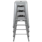 Flash Furniture Tabouret De Bar 24" - Empilable-Argent - Paquet De 4 (4ET3132024SVR)-440 lb Capacité de poids